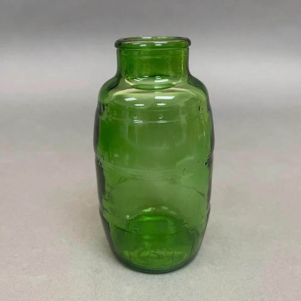 Green Glass Bottle Empty 5 3/8
